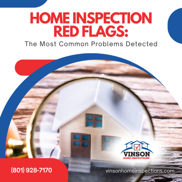 Vinson Home Inspections Home Inspection Red Flags_ The Most Common Problems Detected magnifying glass inspecting a model house.